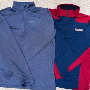 Vineyard Vines Blue and Red Quarter-Zip Pullovers